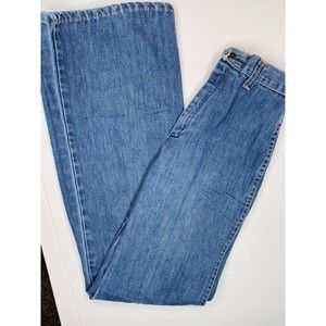 Vintage Action West Women’s Blue Denim Bell bottoms 25” Waist  High Waist